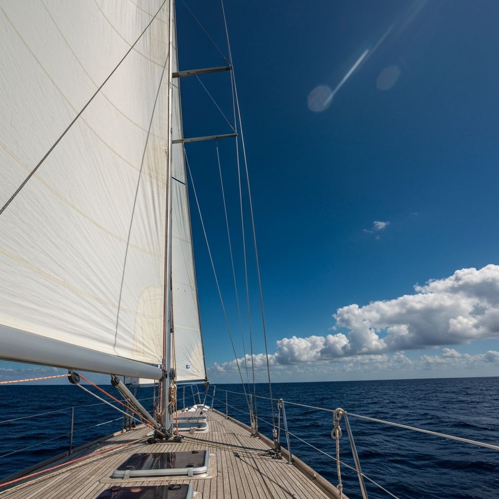 Blick auf Segel und Rigging einer Yacht