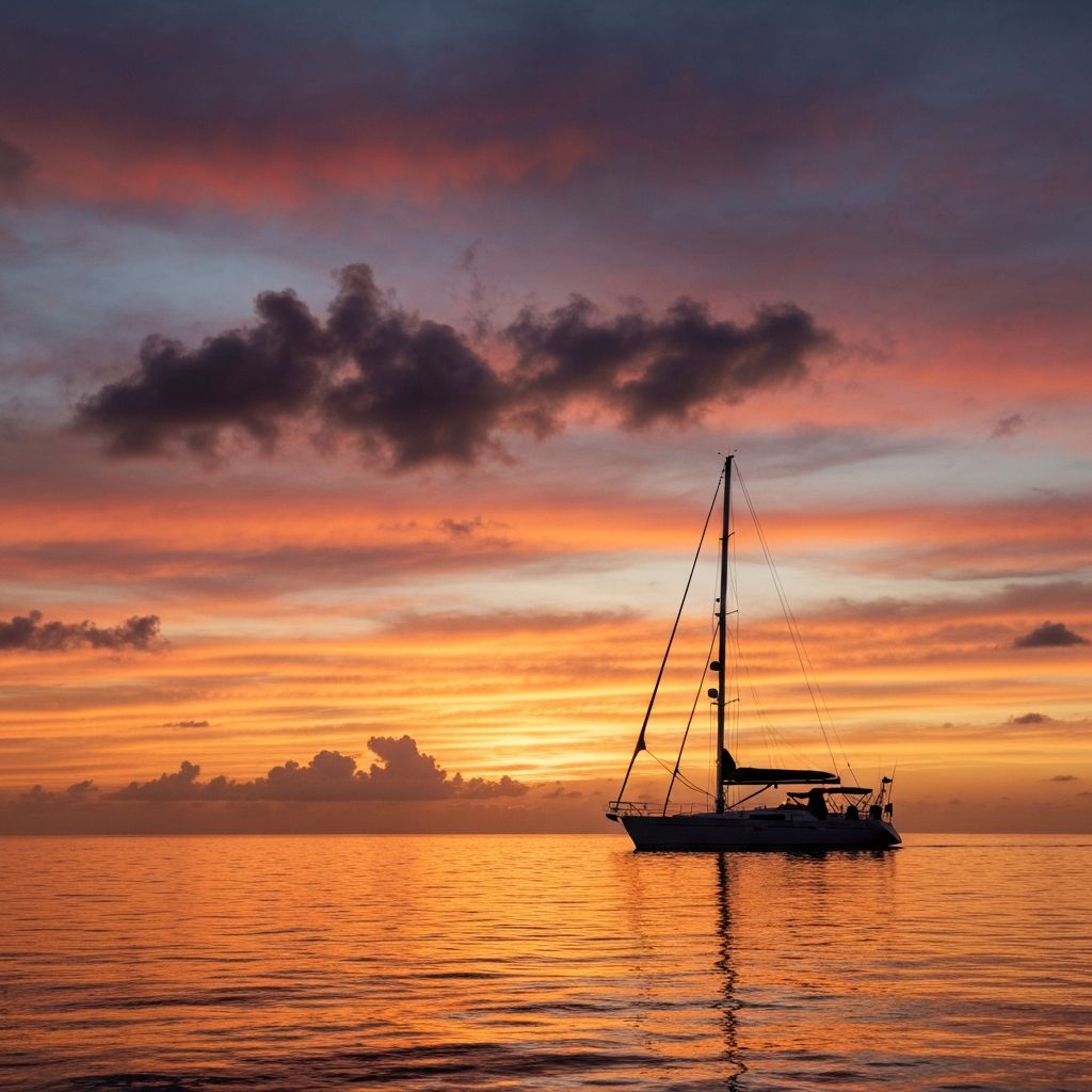 Segelyacht bei Sonnenuntergang